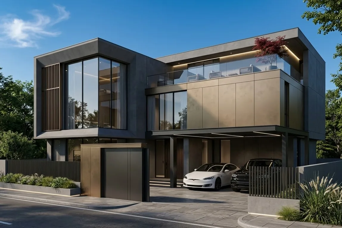 Modern residential exterior design by Creacion Architecture, Philippines