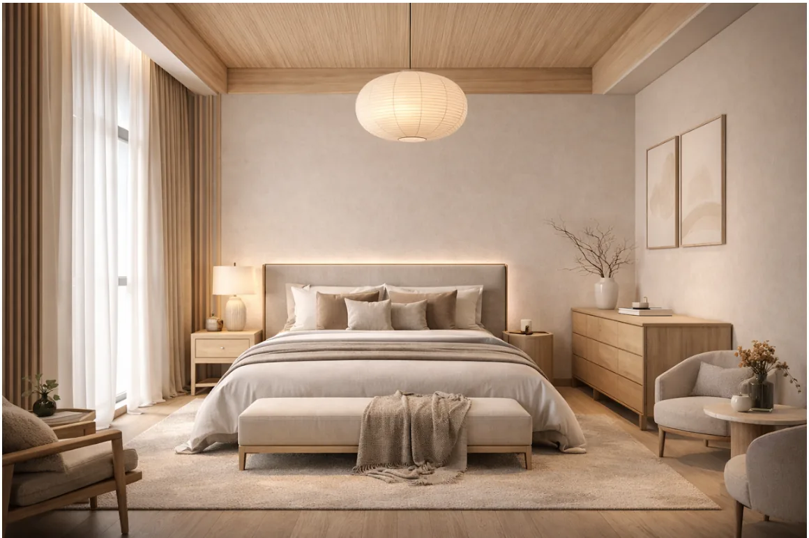 Architectural interiors warm neutral bedroom