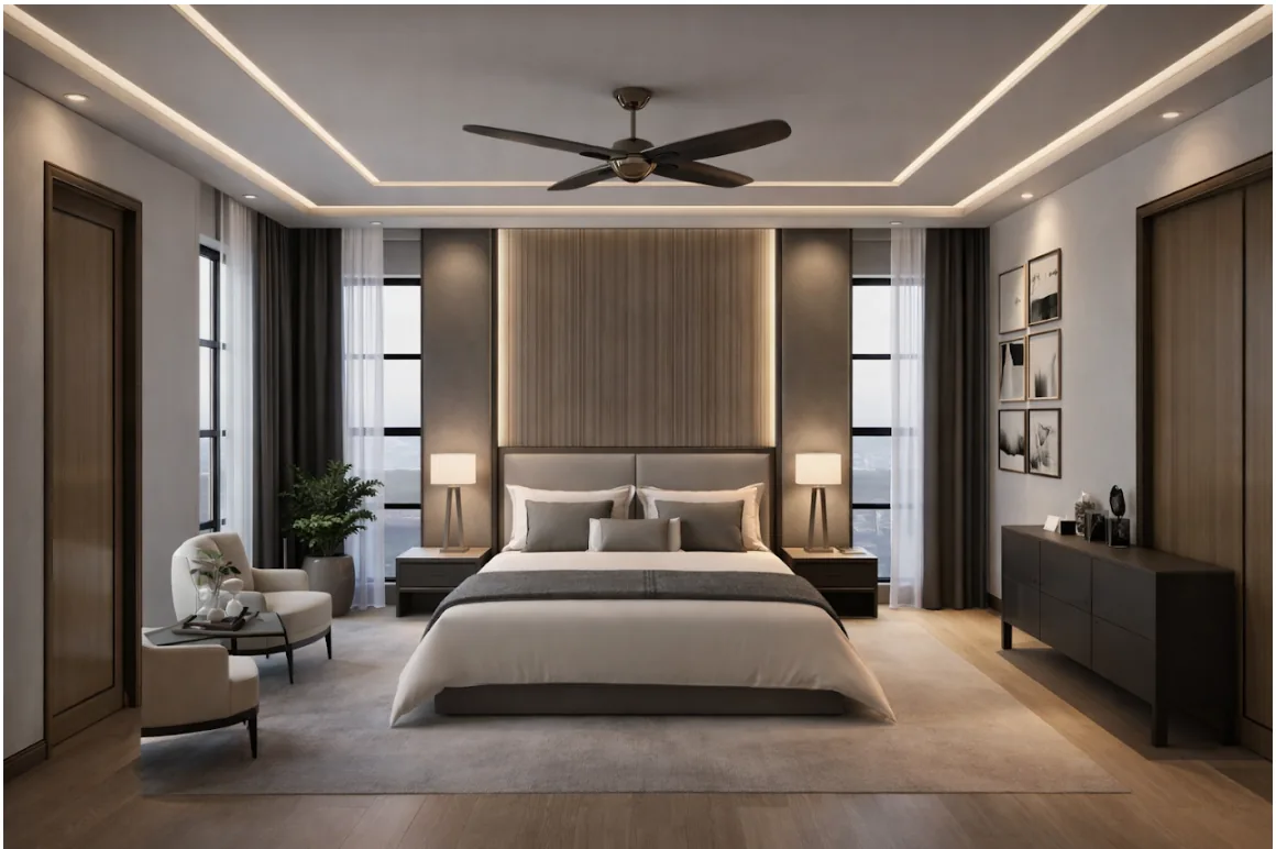 Architectural interiors refined bedroom suite
